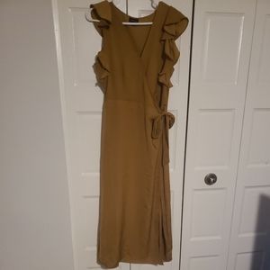 Who What Wear Gold Wrap Dress size Medium